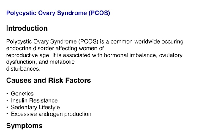 write and educate about pcos based on facts